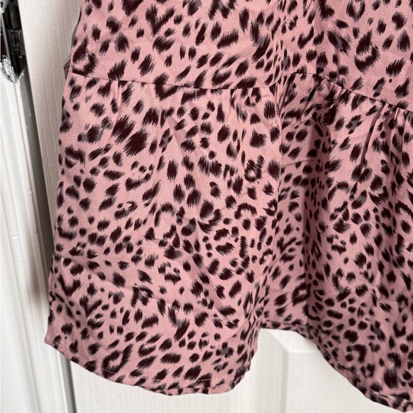 ALREDINE TIERED DRESS. BOHO BABYDOLL LOOSE DRESS. PINK/BROWN ANIMAL PRINT - Picture 5 of 12
